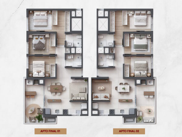 Planta do Apartamento de 3 dormitorios